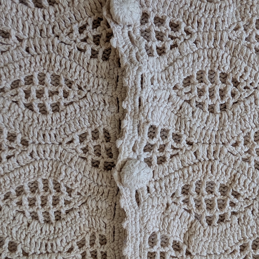 Vintage Crochet Sleeveless Vest Cream Fairy Coastal Cowgirl Festival Boho Sz L image 5